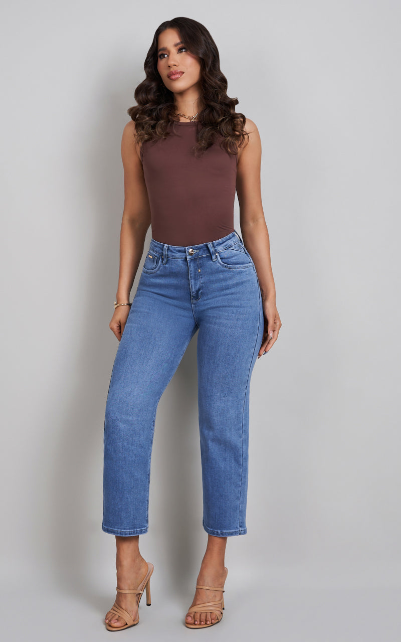 BASIC STRAIGHT CROPPED JEANS