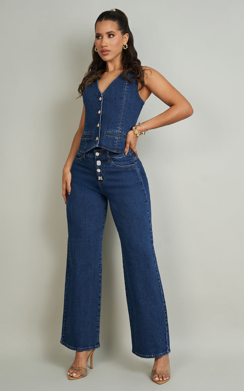 BE YOUR MAGIC VEST & WIDE LEG JEANS