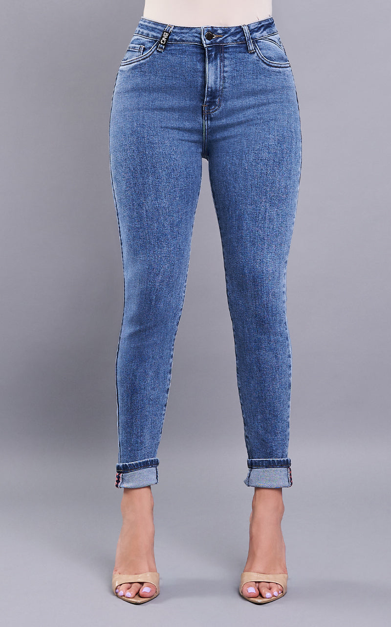 Jeans Skinny Ankle Tiro Alto