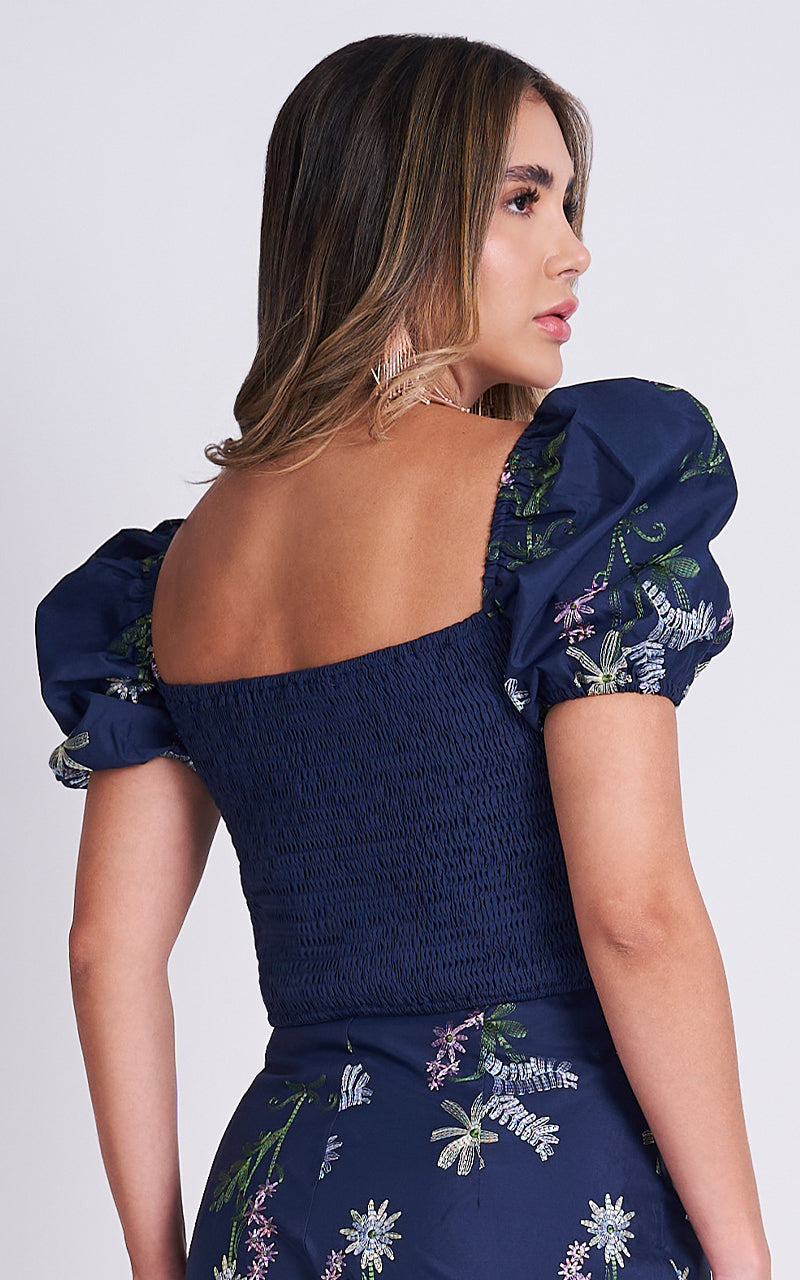 NAVY GARDEN TOP