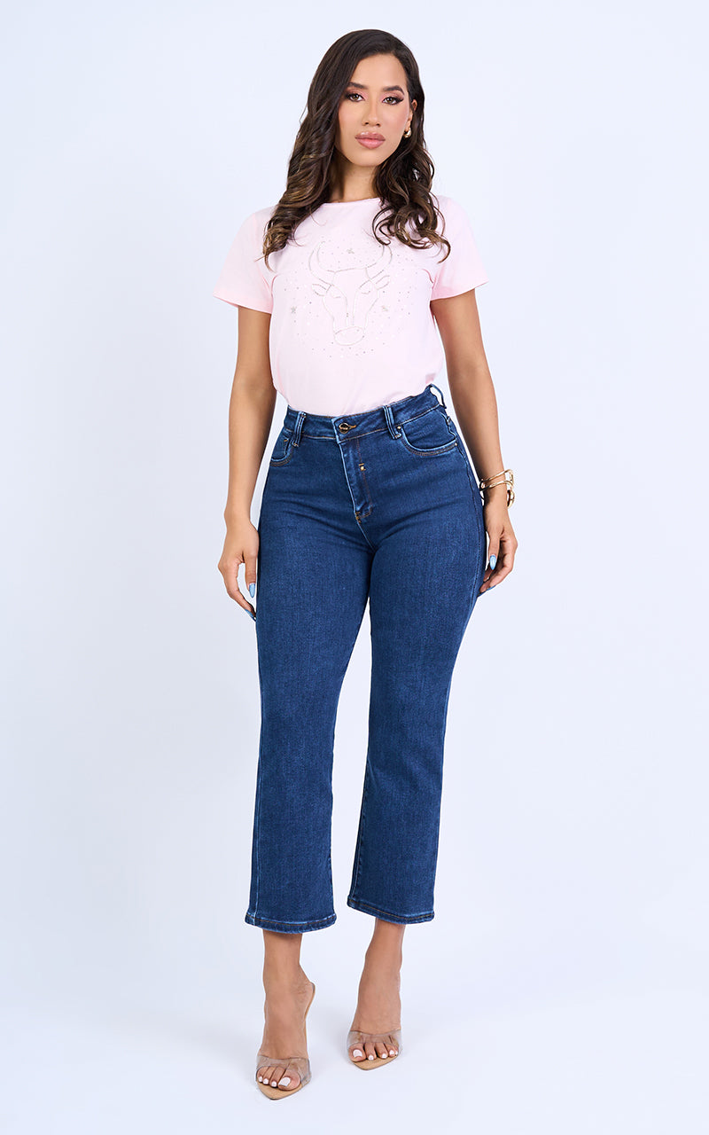 BASIC STRAIGHT CROPPED JEANS