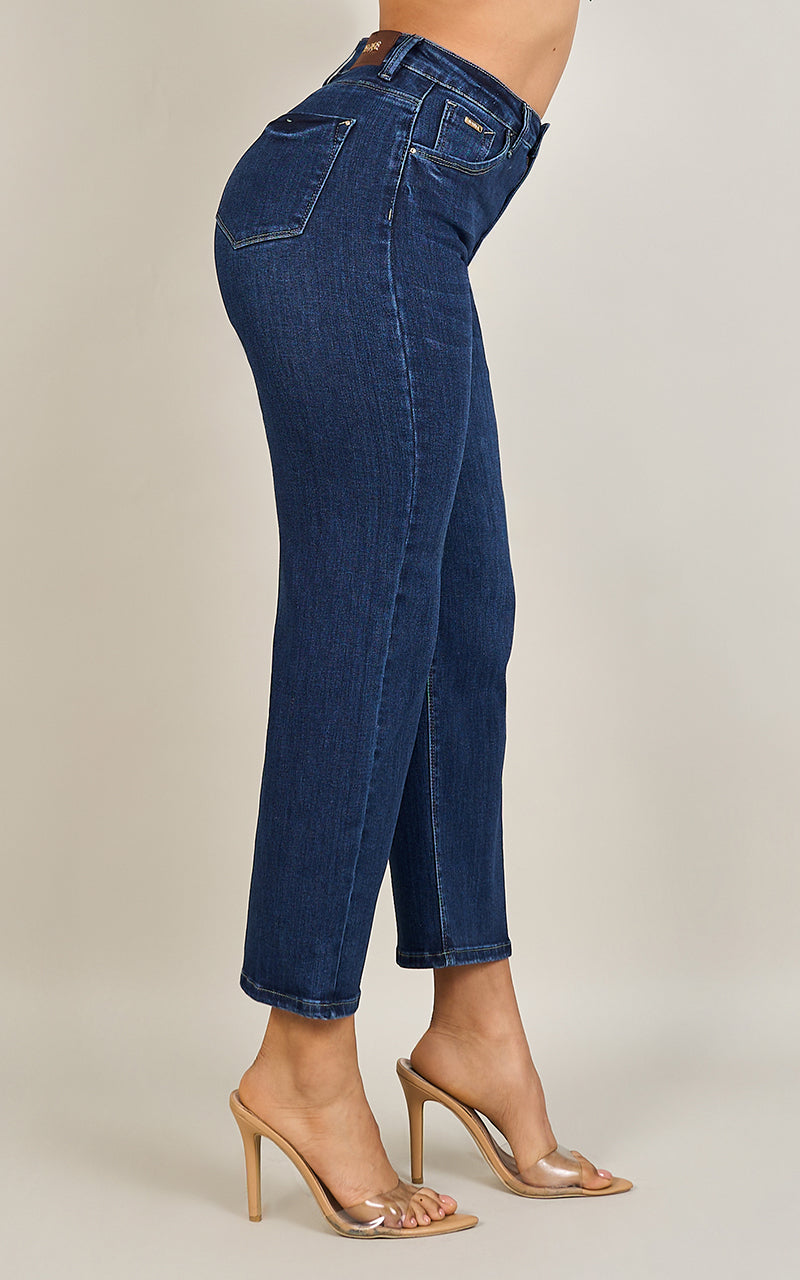 BASIC STRAIGHT  CROPPED JEANS