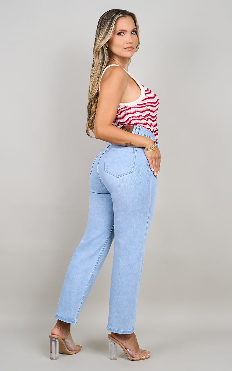 BASIC STRAIGHT  CROPPED JEANS