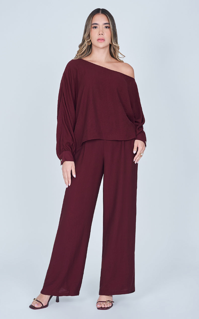 VELVET WINE BLOUSE & PANT