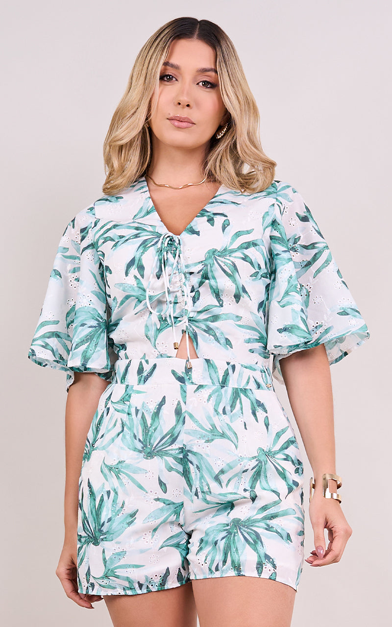 TROPICAL VIBES SHORTS JUMPSUIT