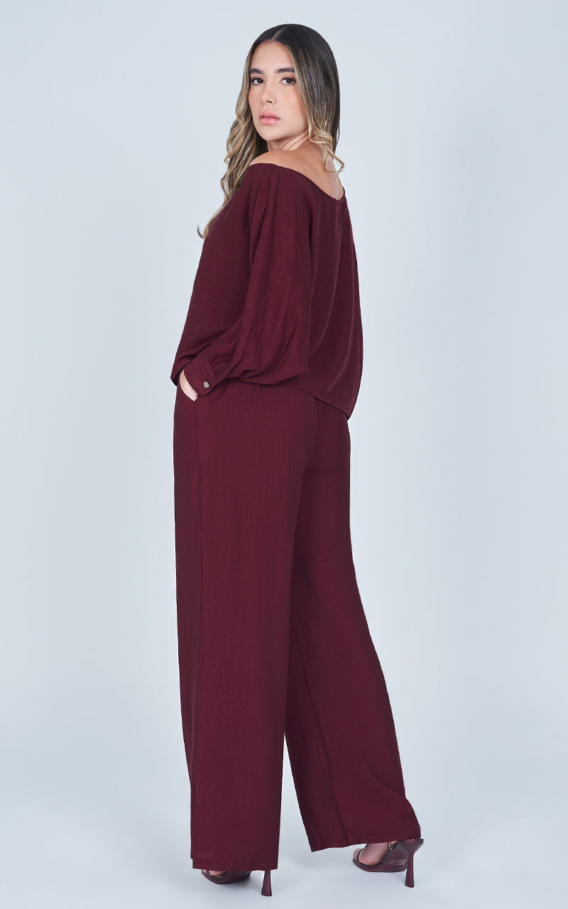 VELVET WINE BLOUSE & PANT