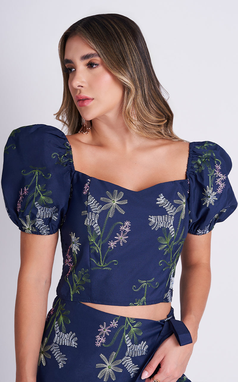 NAVY GARDEN TOP